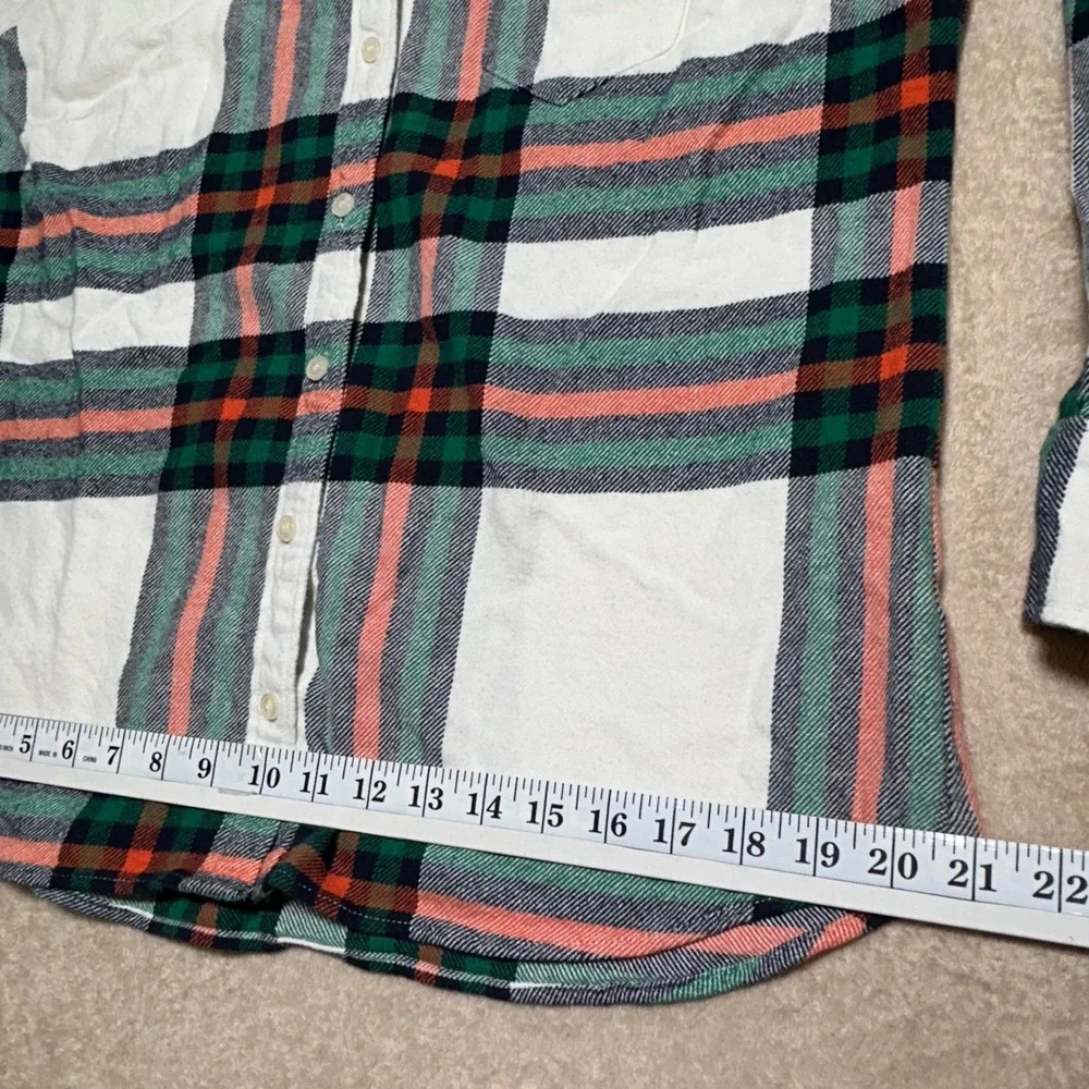 J.Crew The Perfect Shirt Womens L Flannel Plaid Cotton Button Down